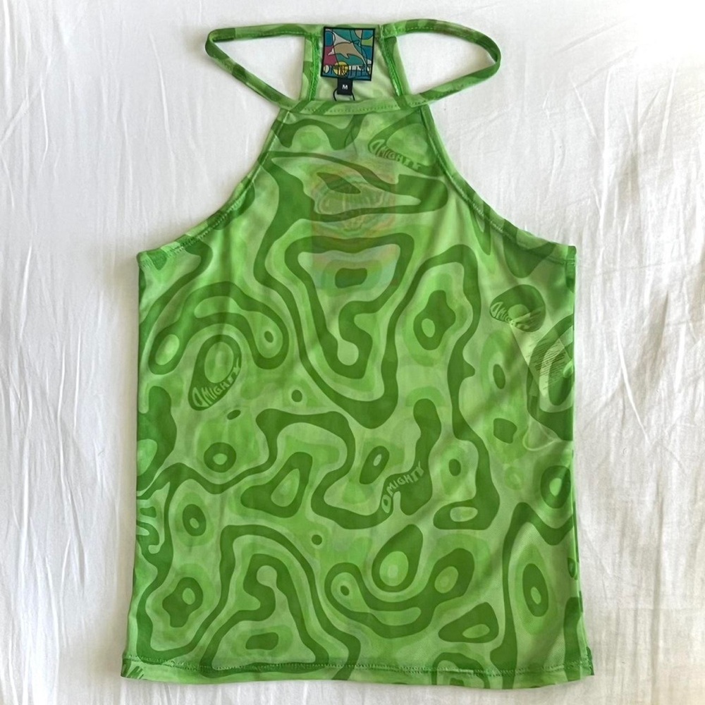 O-Mighty Green Patterned Tank Top